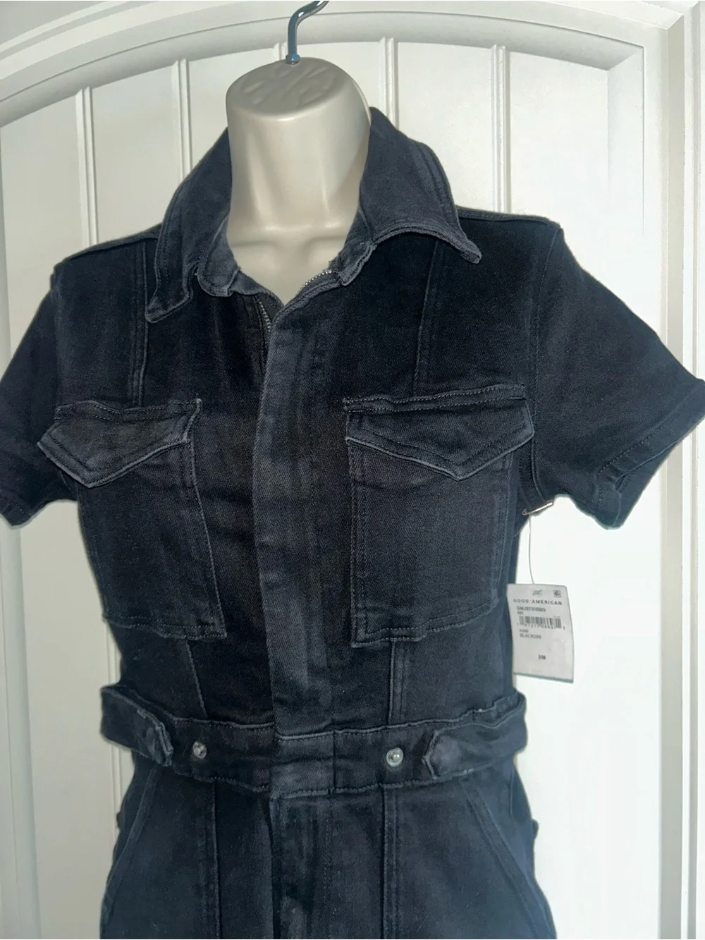 Good American Black Denim Jumpsuit